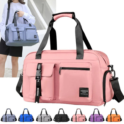 Large Fitness & Sports Duffel Bag – Women’s Gym, Yoga, Swimming Travel Backpack with Dry/Wet Shoes Pocket