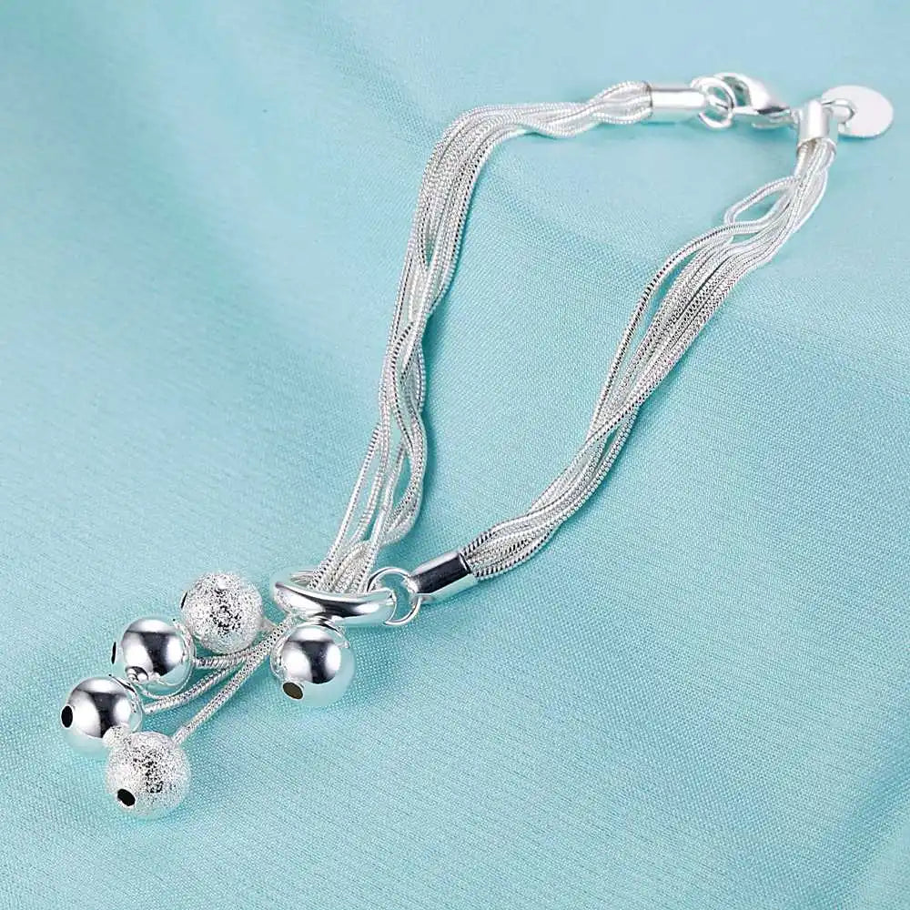 925 Sterling Silver Bead Bracelet – High-Quality Romantic Chain for Women, Fashion Jewelry Gift for Engagement, Party & Wedding