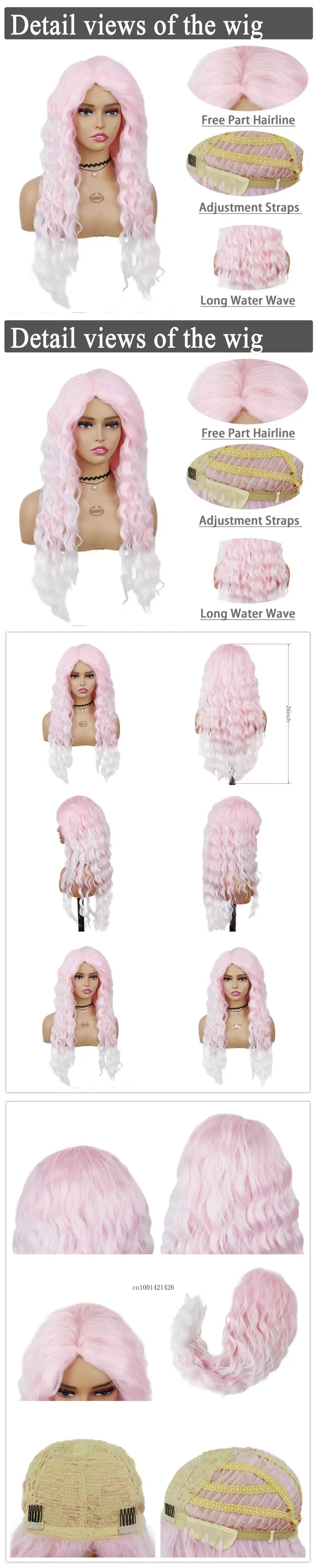 Ash Blonde Synthetic Wig – 26" Long Curly Ombre Hair, Fluffy Wave Wig for Women, Costume & Party Wig