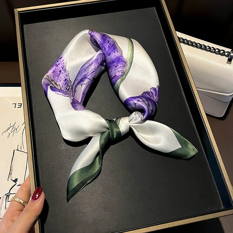 New 2024 Pashmina Scarf – 100% Mulberry Silk Small Shawl, Summer Beach Poncho, Women’s Hijab, Bandana & Kerchief 53x53cm