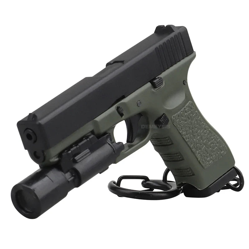 Tactical Mini Pistol Keychain - P320 G17 Gun Shape Detachable Key Ring Realistic Model Toy Decoration