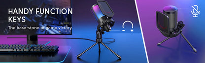 FIFINE A6V USB Gaming Microphone with Pop Filter & Shock Mount for PC PS4 PS5 Mac – Podcast & Streaming Mic with Gain Control