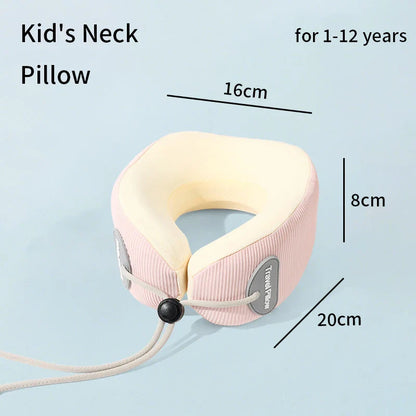 Kids U-Shaped Memory Foam Neck Pillow – 360° Support Travel & Nap Cushion, Slow Rebound with Removable Cover for Children