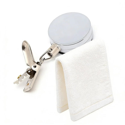 Automatic Retractable Towel Rack - Self-Adhesive Wall-Mounted Holder with Strong Clip