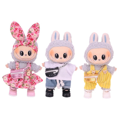 3.8cm Doll Shoes for 17cm Labubu Doll — Solid Color Lace-Up Canvas PU Shoes, Doll Clothing Accessories & Girl’s Toy Gift