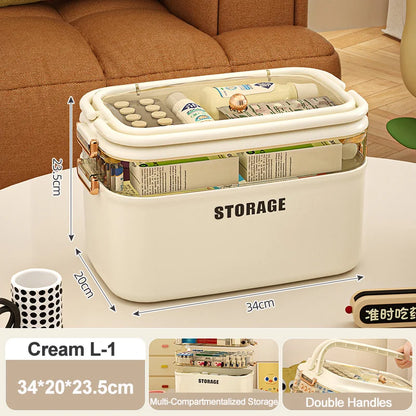 3/4-Layer Large Capacity Medicine Organizer Box – Portable Family First Aid Kit & Pill Storage Container