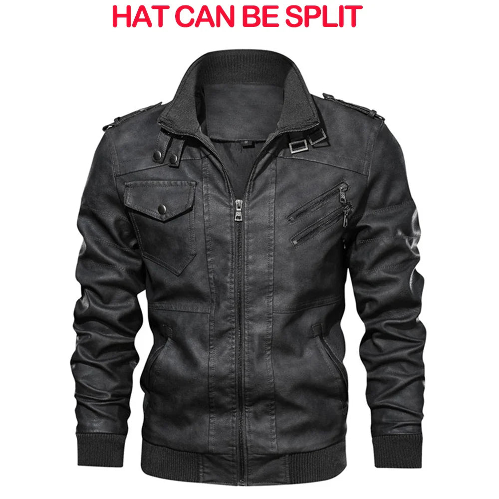 KB Men’s Leather Motorcycle Jacket – Casual PU Biker Coat, Autumn Outerwear, EU Size SA722