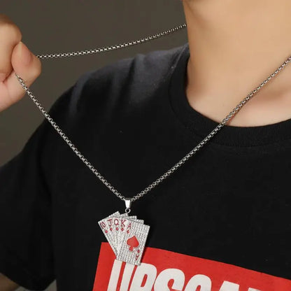 Ace of Spades Playing Card Necklace – Trendy Pendant Chain for Men & Women