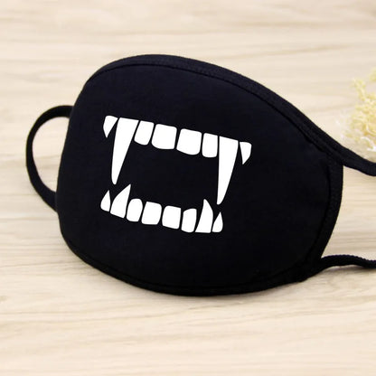 Black Cotton Winter Mask — Unisex Thickened Half-Face Cotton Cartoon Pattern Anti-Dust Respirator