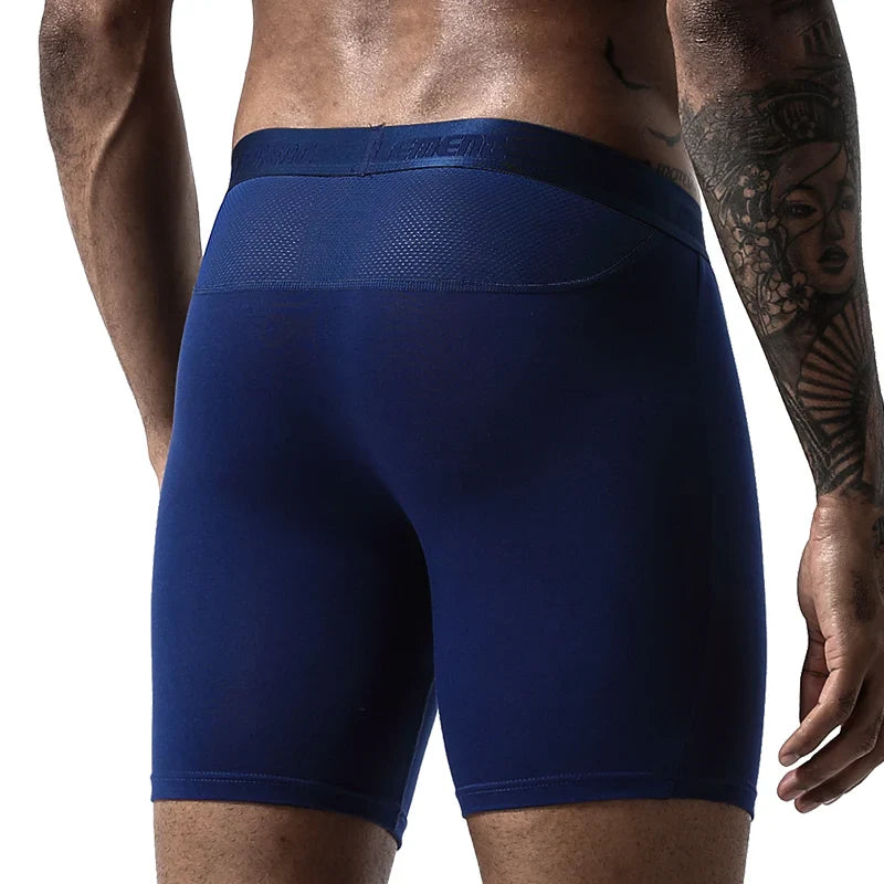 Men’s Sports Compression Boxer Briefs – Anti-Chafing Long Leg Modal Underwear, Quick-Dry Running & Fitness Performance Shorts