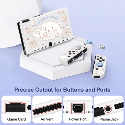 Adorable Big-Eared Dog Switch Case: Compatible with Nintendo Switch OLED/NS - Includes 4 Cloud Joystick Caps - Protect and Personalize Your Console