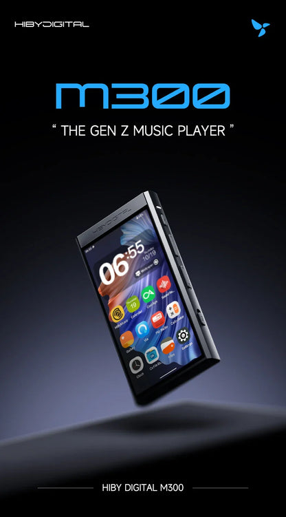 HiBy Digital M300 Android 13 Music Player - MP3, HiFi Audio, Bluetooth, WiFi, USB DAC, DSD, FM Radio, Dual Mic, Built-in Speaker, 29hr Battery