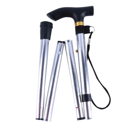 Outdoor Mountaineering Trekking Poles — 5-Section Telescopic Aluminum Alloy Folding Cane for Hiking & Climbing