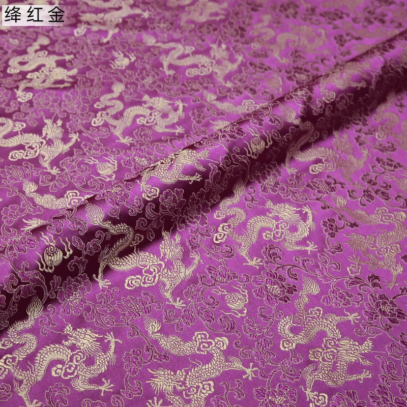 0.5/1/2m Brocade Satin Fabric — Dragon Pattern Material for Sewing, DIY Crafts, Gift Boxes & Patchwork