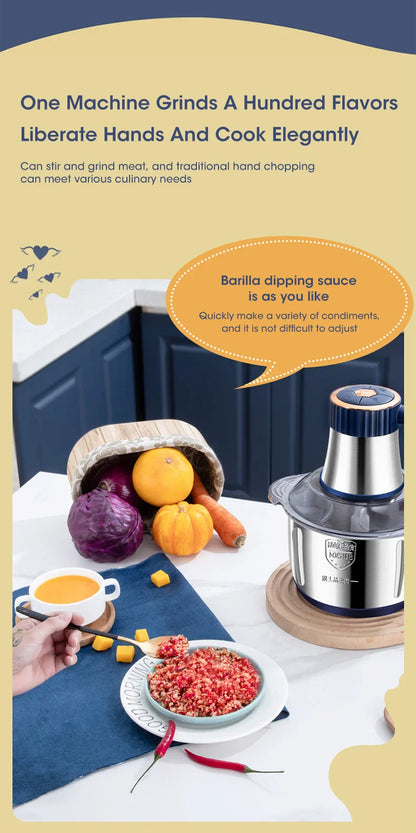 5L Electric Meat Grinder – 304 Stainless Steel Food Crusher & Multifunctional Vegetable Chopper for Baby Food