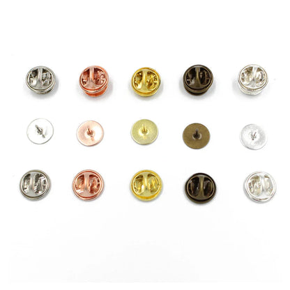 50-Set Brooch Pin Holders – Tie, Hat & Badge Backings with Flat Base & Butterfly Clasp for DIY Jewelry Findings