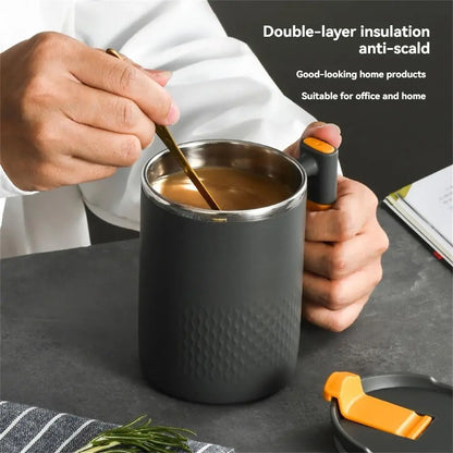 304 Stainless Steel Double-Layer Mug – Japanese Tea Cup, Coffee Cup, and Milk Cup with Tea Strainer