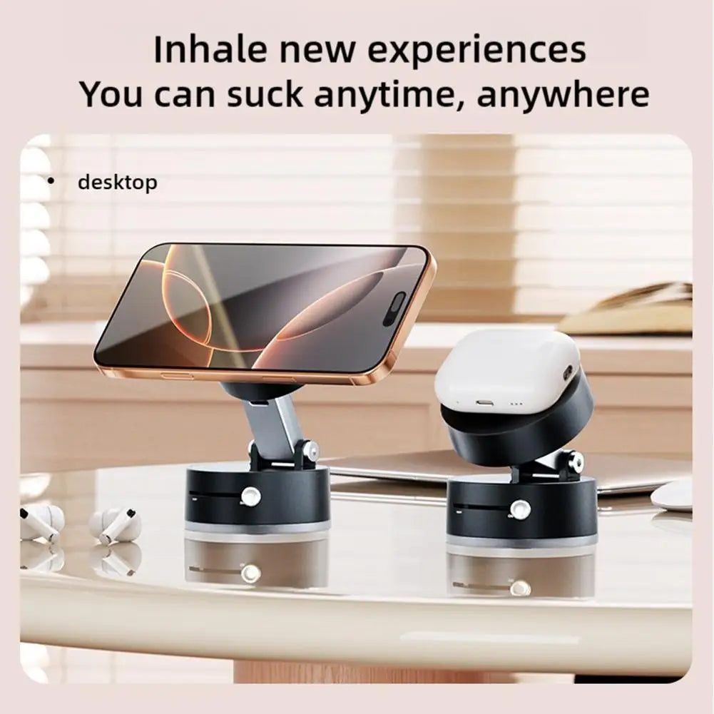 Vacuum Magnetic Suction Cup Stand | Double-Sided Swivel Holder for Mobile Phones | Universal Folding Phone Mount