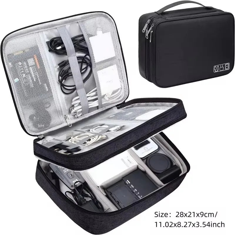 Portable Waterproof Travel Cable Organizer Bag – Digital Electronics USB Charger & Data Cord Storage