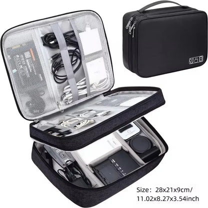 Portable Waterproof Travel Cable Organizer Bag – Digital Electronics USB Charger & Data Cord Storage