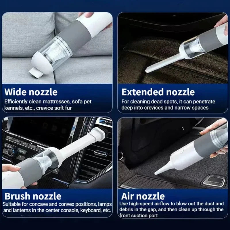 3-in-1 Wireless Car Vacuum Cleaner – Portable Mini Handheld Dust Catcher for Auto Interior Cleaning