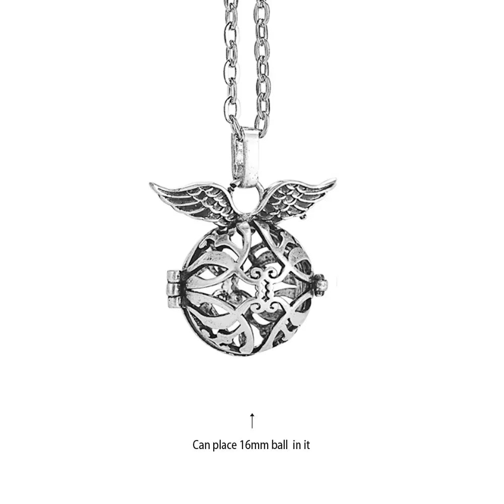 Vintage Mexico Angel Ball Chime Necklace – Antique Locket Aromatherapy Essential Oil Diffuser