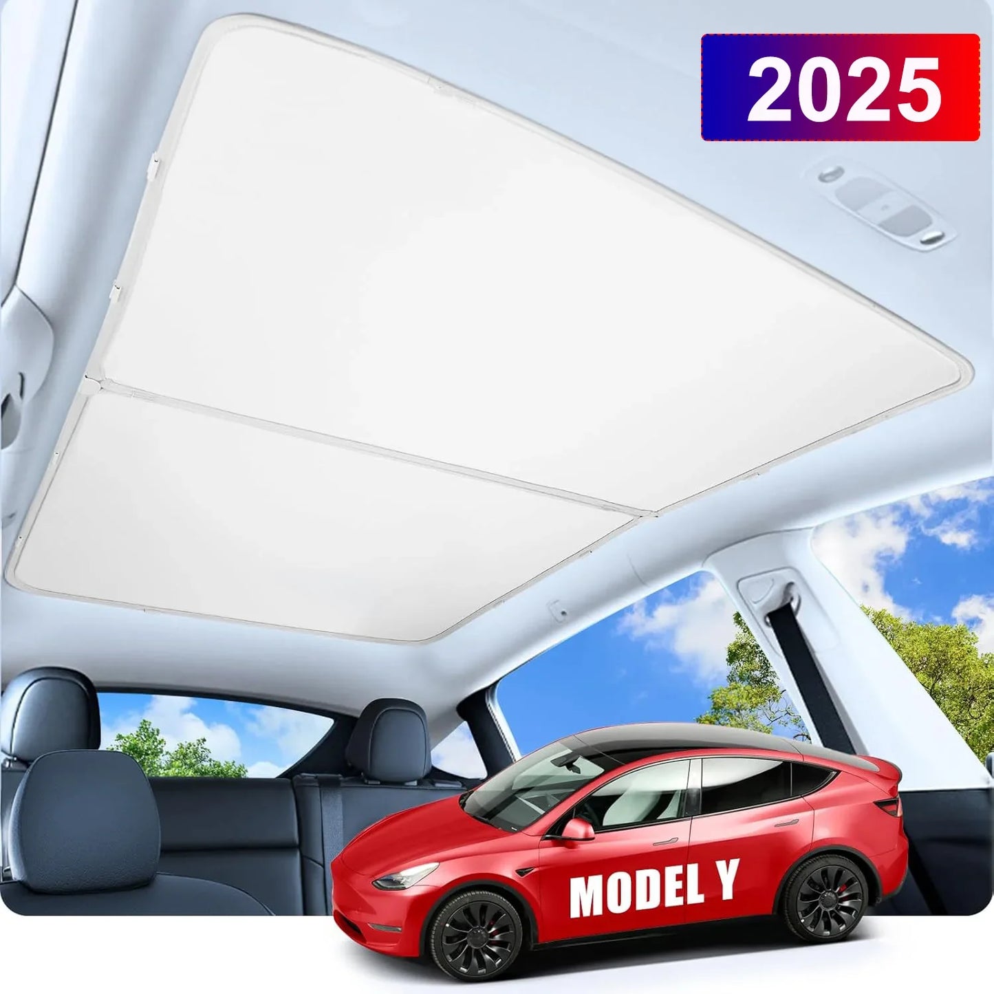 Tesla Model Y Juniper 2025–2026 Sunshade Set – Front, Rear & Side Window Sun Shades, Windshield UV Protection, Outdoor Camping Car Accessories
