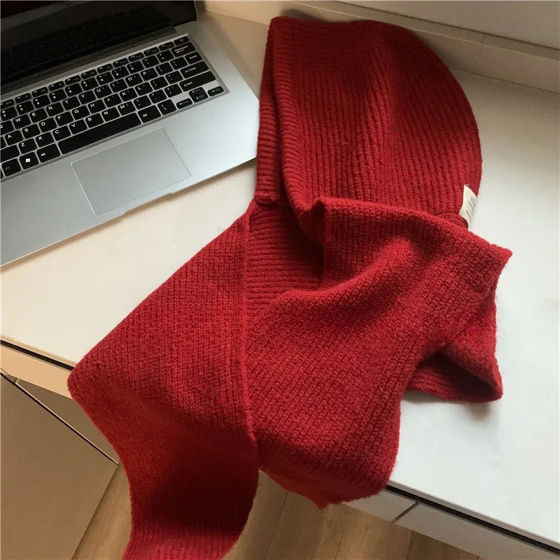 Y2K Balaclava Beanie Hat & Scarf – Thick Knit One-Piece Winter Neck Warmer Retro Style