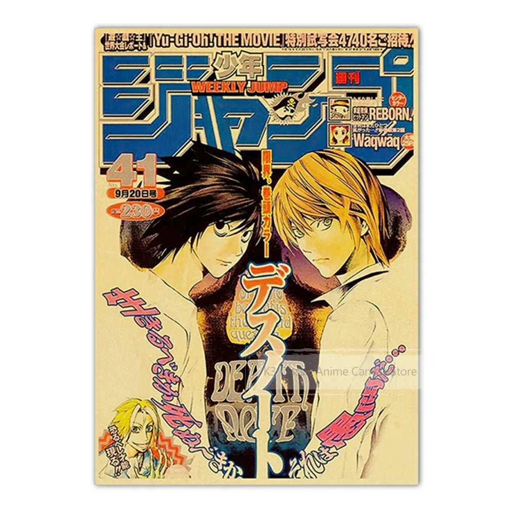 Vintage Anime Kraft Paper Poster Set – JoJo’s Bizarre Adventure, Jujutsu Kaisen & Demon Slayer Wall Art for Room Home Decor