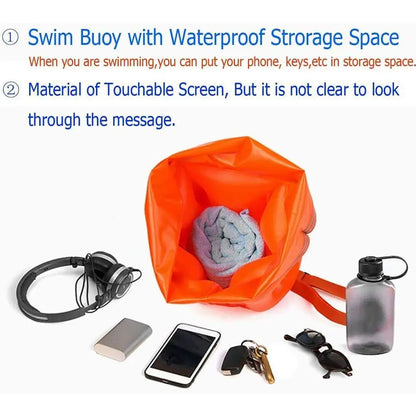 Inflatable Swimming Buoy Tow Float – Double Air Bag with Waist Belt, Dry Bag for Water Sports & Swimming Storage