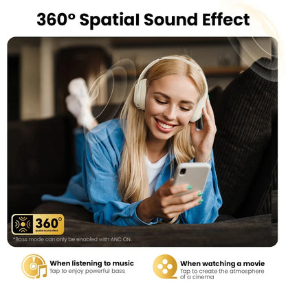 HAYLOU S30 Wireless Bluetooth 5.4 Headphones - 43dB Adaptive Noise Cancelling, 40mm Driver, 80H Playtime Earphones