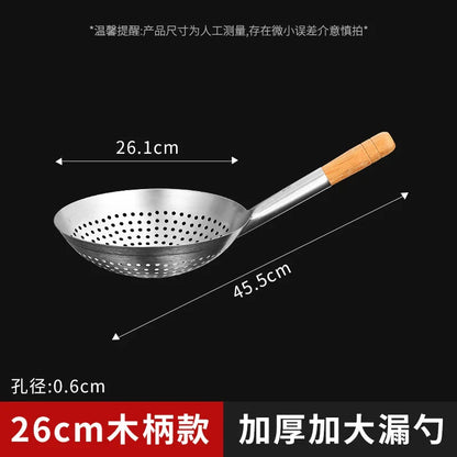 Thickened 304 Stainless Steel Colander with Long Handle – Large Kitchen Sieve for Oil, Flour, Noodles & Dumplings