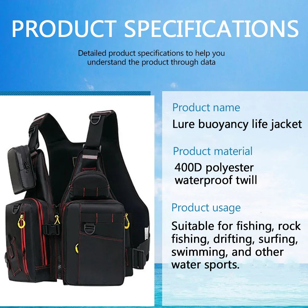 Multi-Functional Life Jacket Vest for Outdoor Fishing – Safety Vest with Storage Pockets & Buoyant Materials