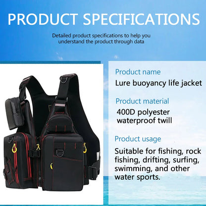 Multi-Functional Life Jacket Vest for Outdoor Fishing – Safety Vest with Storage Pockets & Buoyant Materials