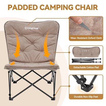 KingCamp Portable Foldable Butterfly Chair – Comfortable Upholstered Seat for Camping, Dorm & Outdoor, 300 lbs