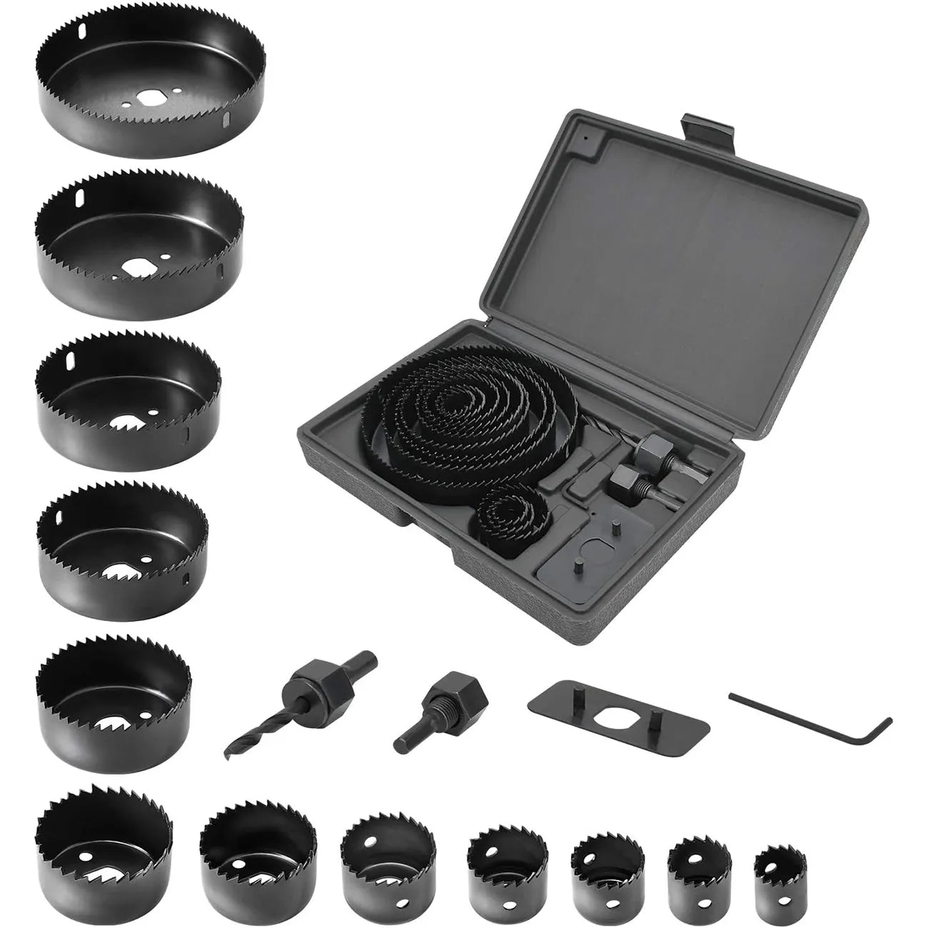 Hole Saw Kit: 2/3/6/8/13/16PCS Set with Mandrels, Hex Key & Storage Box - Ideal for Soft Wood & PVC Board