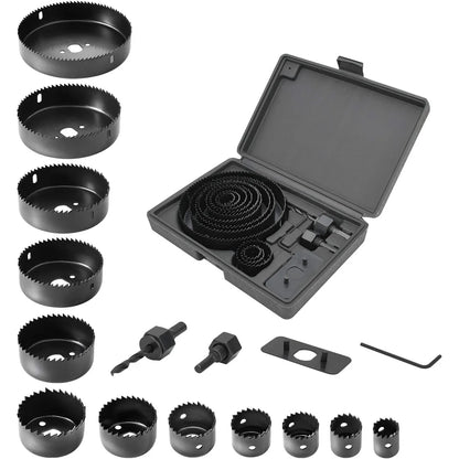 Hole Saw Kit: 2/3/6/8/13/16PCS Set with Mandrels, Hex Key & Storage Box - Ideal for Soft Wood & PVC Board