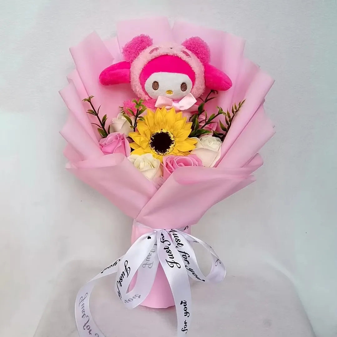 Sanrio Kuromi Plush Flower Bouquet — Soft Plush Doll Gift for Christmas, Valentine's Day, Birthday & Wedding Party