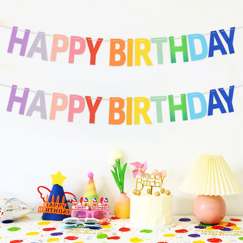 Rainbow Happy Birthday Banner – Paper Garland Kids 1st Birthday Party Hanging Flags, Rainbow Theme Decorations