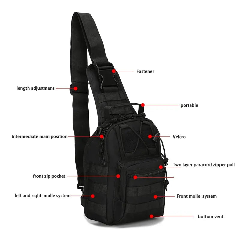 Outdoor Military Tactical Sling Chest Bag - Crossbody Shoulder Bag for Hiking & Camping, Men's & Women's Sport Travel Gear
