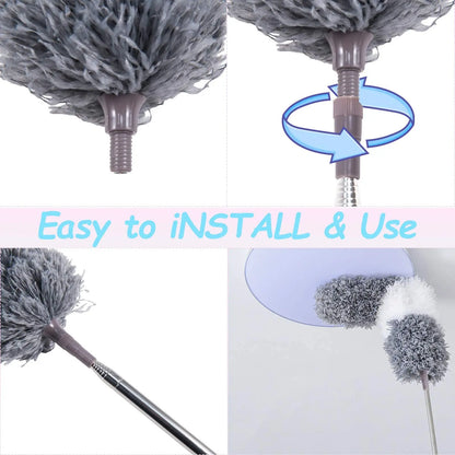Telescopic Microfiber Duster – 250cm Extendable Washable Brush for Spider Web & Dust Cleaning
