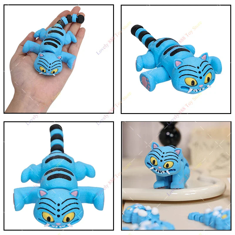3D Printed Kpop Demon Hunters Flexi Figurine – Derpy Tiger Anime Movie Toy Model Ornament, Collectible Fan Gift