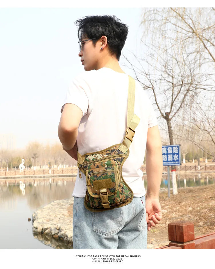 Camouflage Motorcycle Drop Leg Bag – Waterproof, Multifunctional Waist Bag for Travel, Hiking & Outdoor Riding