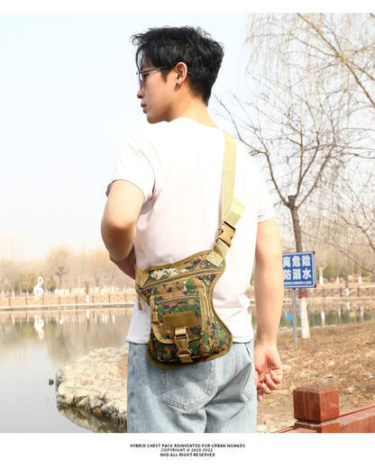 Camouflage Motorcycle Drop Leg Bag – Waterproof, Multifunctional Waist Bag for Travel, Hiking & Outdoor Riding