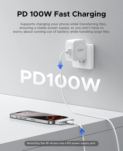 ORICO FlashPod 256GB Mini Portable SSD – ProRes Direct Plug, PD 100W Fast Charging for iPhone 16/15, Mac, PC & Dashcam Storage