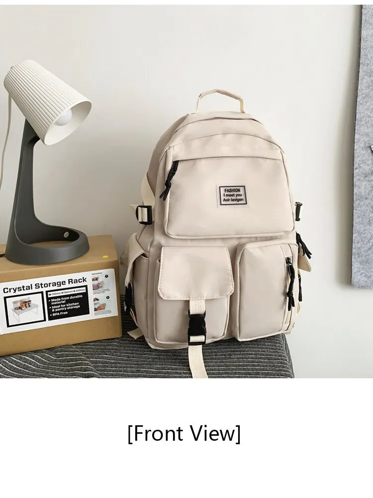 Multi-Pocket Nylon Backpack — Large-Capacity School & Computer Bag for Men & Women