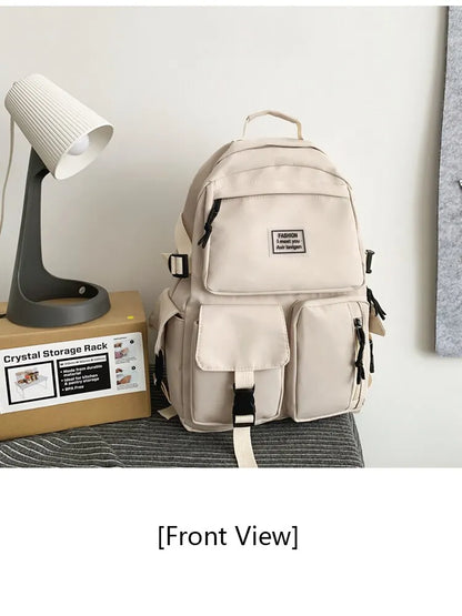 Multi-Pocket Nylon Backpack — Large-Capacity School & Computer Bag for Men & Women