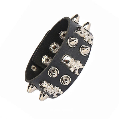 2024 Punk Cool Adjustable PU Bracelet for Men & Women – Vintage Gothic, Hip Hop, Rock, Kpop Dancer Jewelry Accessories