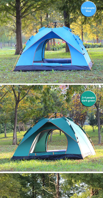 Outdoor Folding Tent – Fully Automatic Quick Opening, 3-4 Person Self-Driving Camping Tent, Rain & Sun Proof, Portable