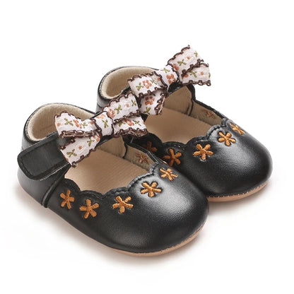 Baby Girl Princess Pre-Walker Shoes - Breathable Flower Bow Soft Sole Casual Sports Footwear 0–1 Year
